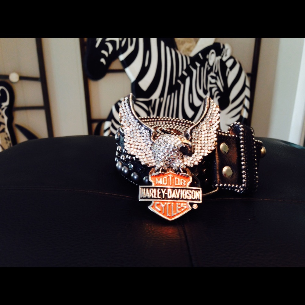 Harley Davidson Brass and Crystal Belt